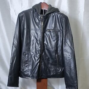 Levi's Y Brown Synthetic Leather Hooded Jacket‎